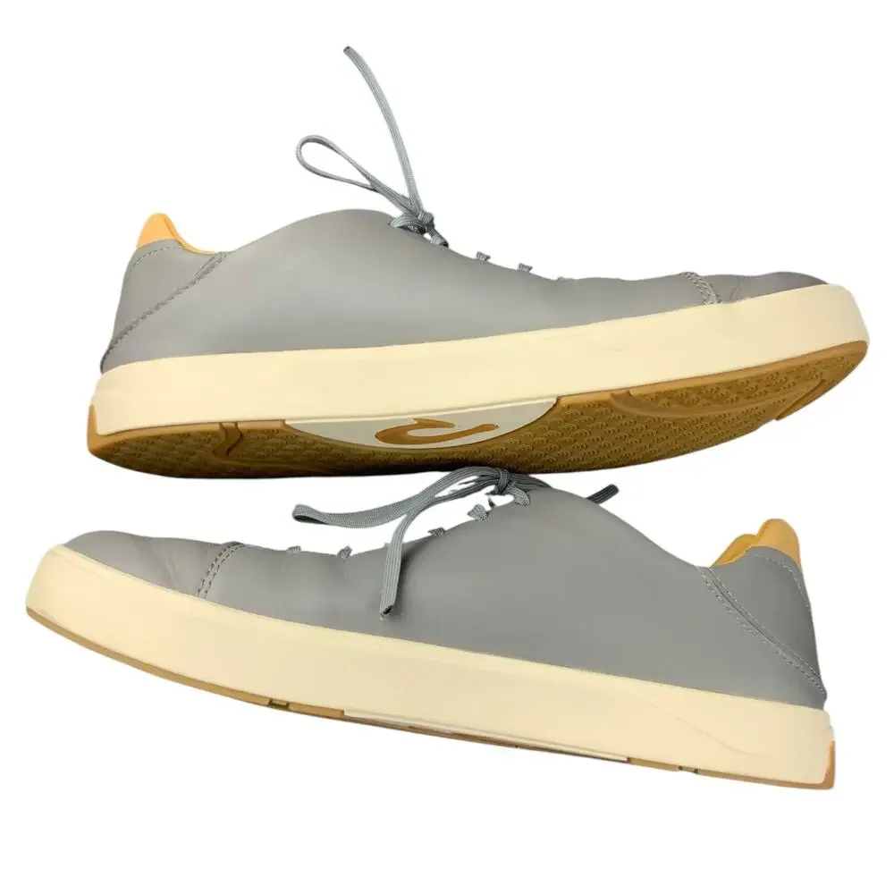 OluKai Lae’ahi Lī Ili Men’s Size 12 Gray Leather Casual Comfort Sneakers Shoes